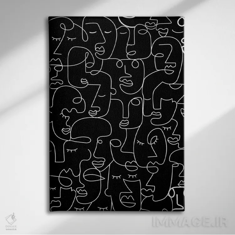تابلو مینیمال چهره ها اثر مزای اوگبو - نمای روبهرو روی دیوار