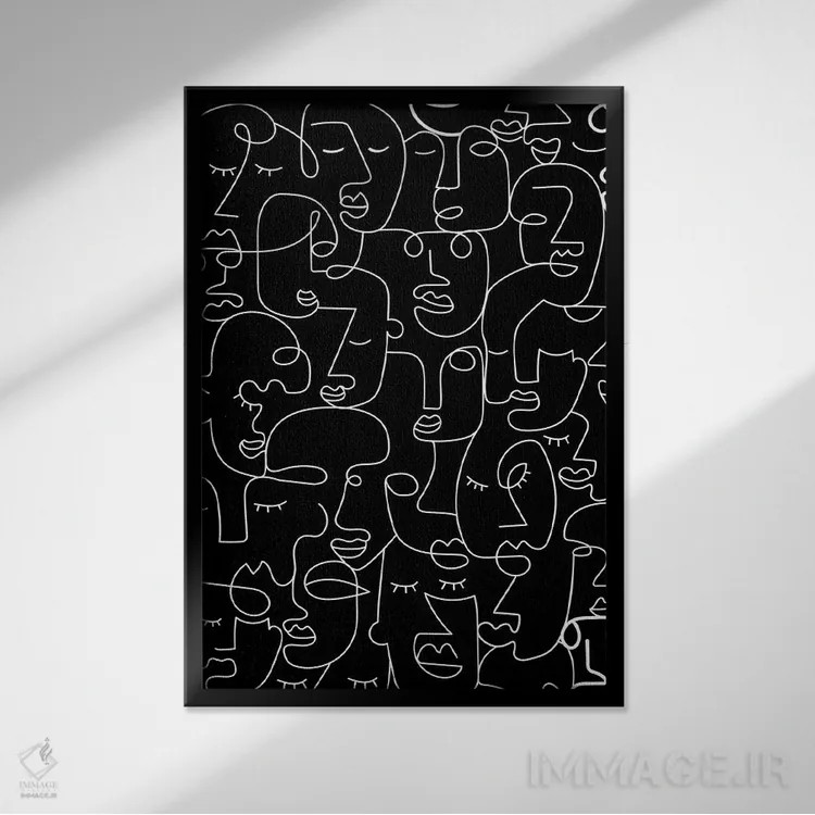 تابلو مینیمال چهره ها اثر مزای اوگبو - نمای قابدار مشکی