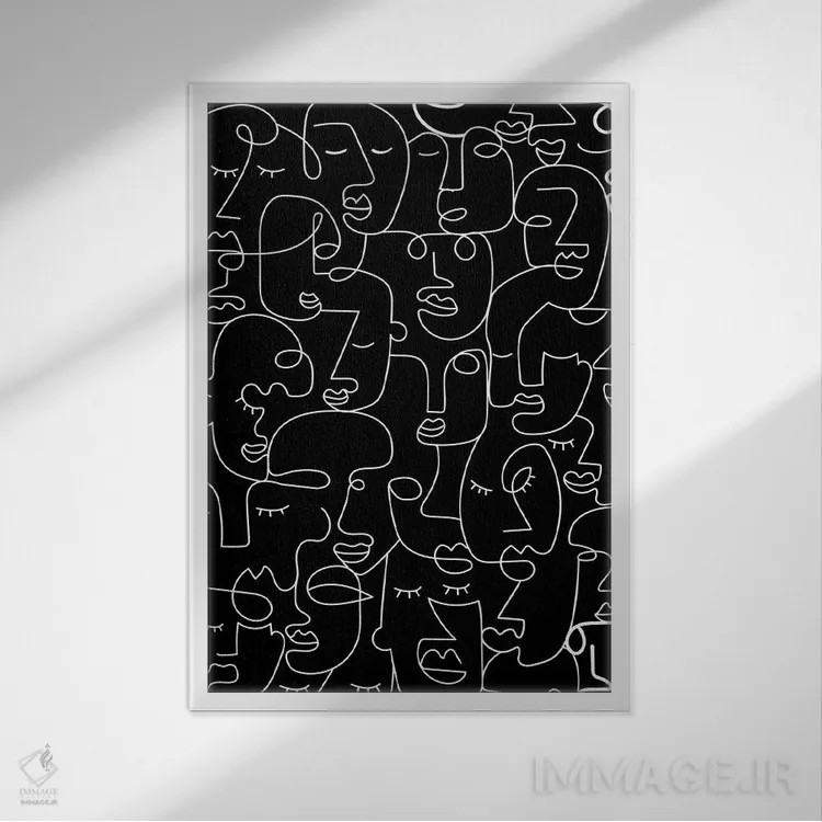 تابلو مینیمال چهره ها اثر مزای اوگبو - نمای قابدار سفید
