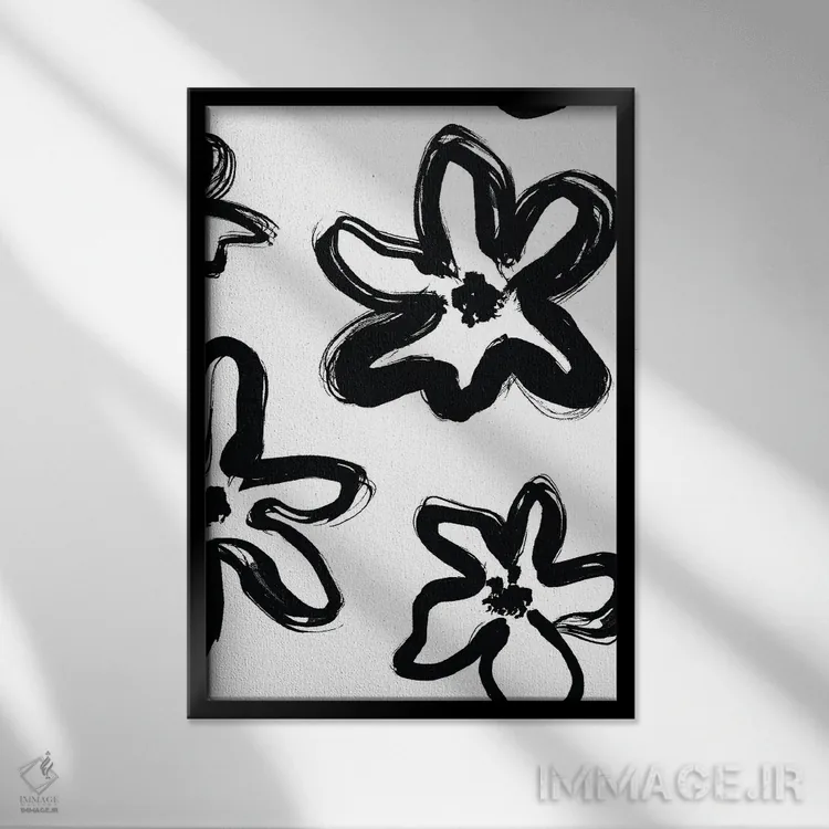 تابلو مینیمال طرح II اثر مزای اوگبو - نمای قابدار مشکی