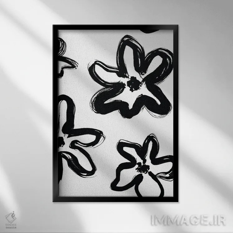 تابلو مینیمال طرح II اثر مزای اوگبو - نمای قابدار مشکی