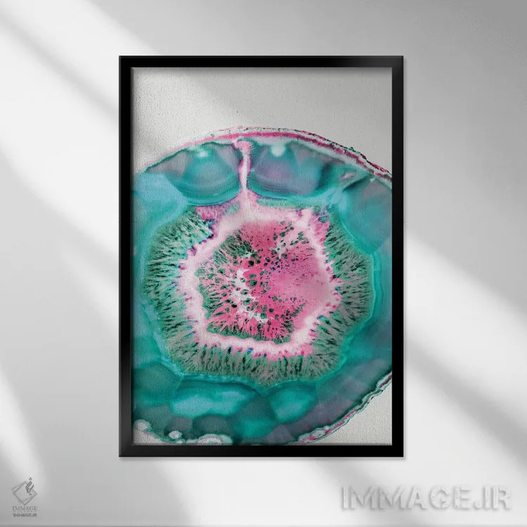 تابلو انتزاعی زیبایی عقیق اثر ۸۳ پرتقال - نمای قابدار مشکی