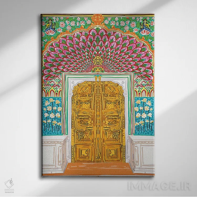 تابلو دکوراتیو درب ورودی جلویی کاخ جایپور اثر ۸۳ پرتقال - نمای روبهرو روی دیوار