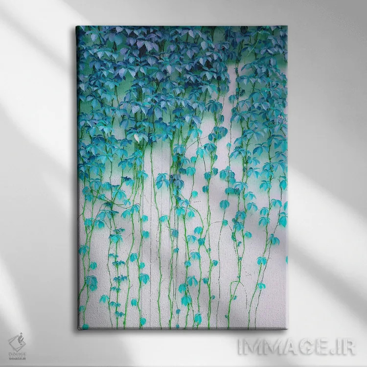 تابلو دکوراتیو غیبت معمولی، گیاهان خزنده مینیمال گیاهی اثر ۸۳ پرتقال - نمای روبهرو روی دیوار