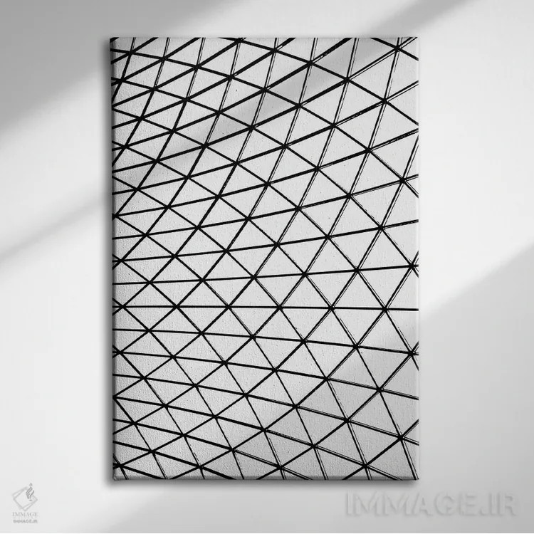 تابلو مینیمال خطی اثر ۸۳ پرتقال - نمای روبهرو روی دیوار