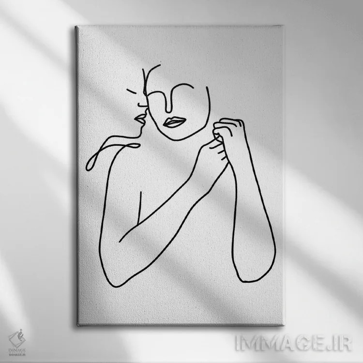 تابلو مینیمال پیوند ابدی اثر ۸۳ پرتقال - نمای روبهرو روی دیوار