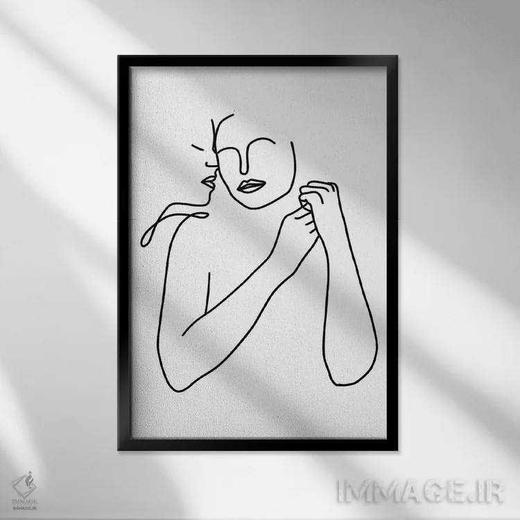 تابلو مینیمال پیوند ابدی اثر ۸۳ پرتقال - نمای قابدار مشکی