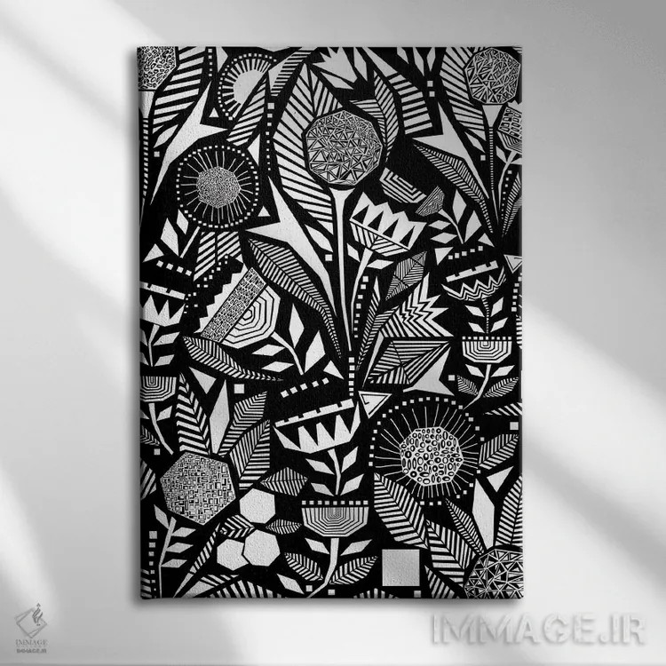 تابلو مدرن قبیله آفریقایی اثر ۸۳ پرتقال - نمای روبهرو روی دیوار