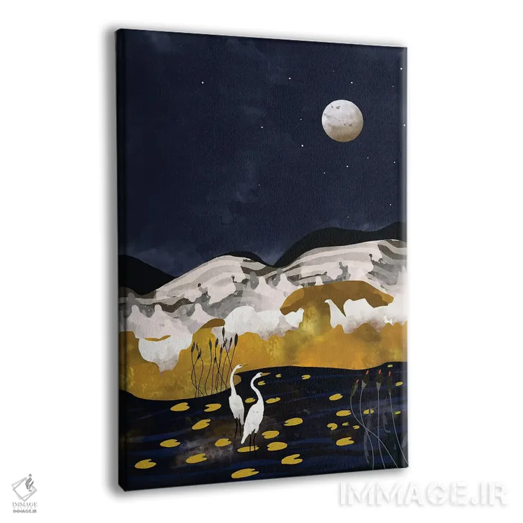 تابلو مدرن دریاچه نیمه شب اثر ۸۳ پرتقال - نمای پرسپکتیو محصول