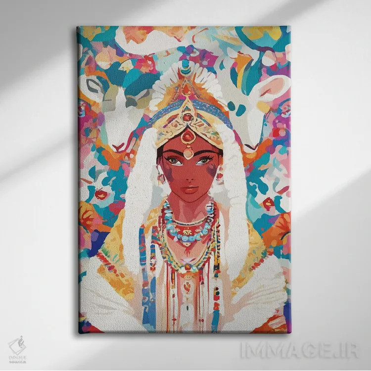 تابلو دکوراتیو عالیجناب، شاهزاده سلطنتی، رئیس دختر خانم سیاه پوست اثر ۸۳ پرتقال - نمای روبهرو روی دیوار