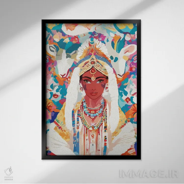 تابلو دکوراتیو عالیجناب، شاهزاده سلطنتی، رئیس دختر خانم سیاه پوست اثر ۸۳ پرتقال - نمای قابدار مشکی