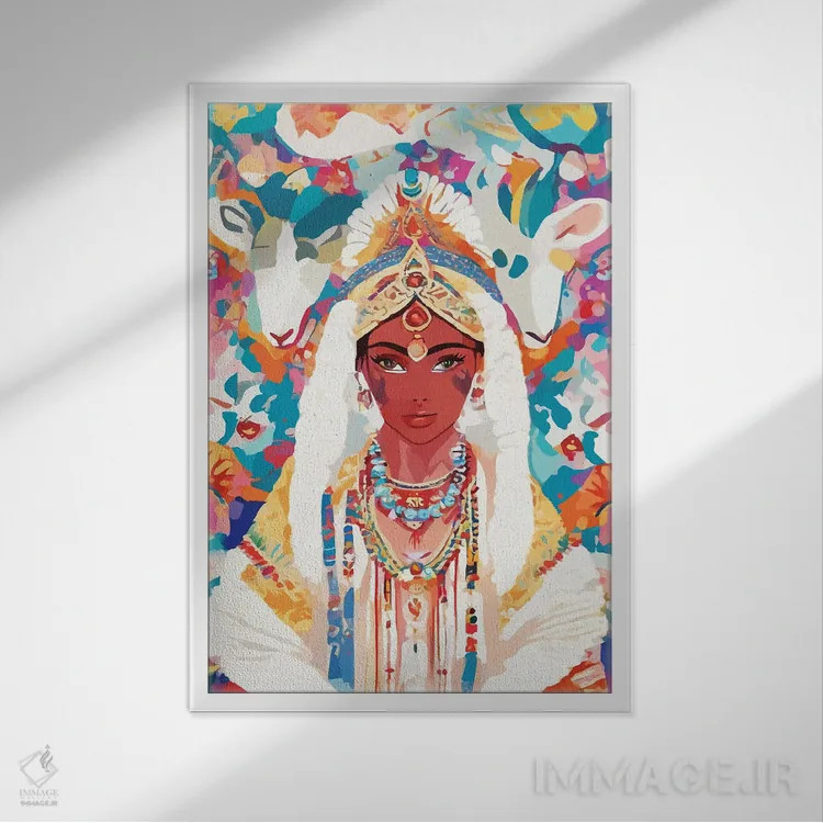 تابلو دکوراتیو عالیجناب، شاهزاده سلطنتی، رئیس دختر خانم سیاه پوست اثر ۸۳ پرتقال - نمای قابدار سفید