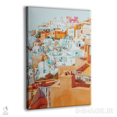 تابلو دکوراتیو تعطیلات سانتورینی اثر ۸۳ پرتقال - نمای پرسپکتیو محصول