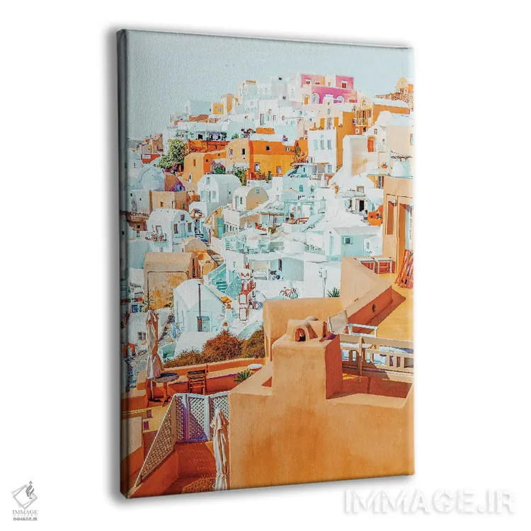 تابلو دکوراتیو تعطیلات سانتورینی اثر ۸۳ پرتقال - نمای پرسپکتیو محصول