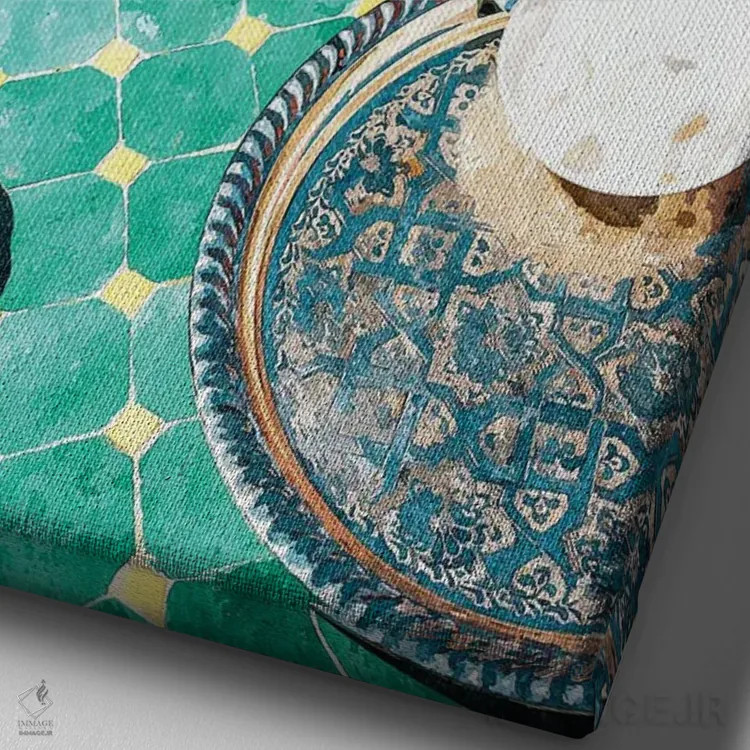 تابلو دکوراتیو چای اثر ۸۳ پرتقال - نمای نزدیک بافت بوم