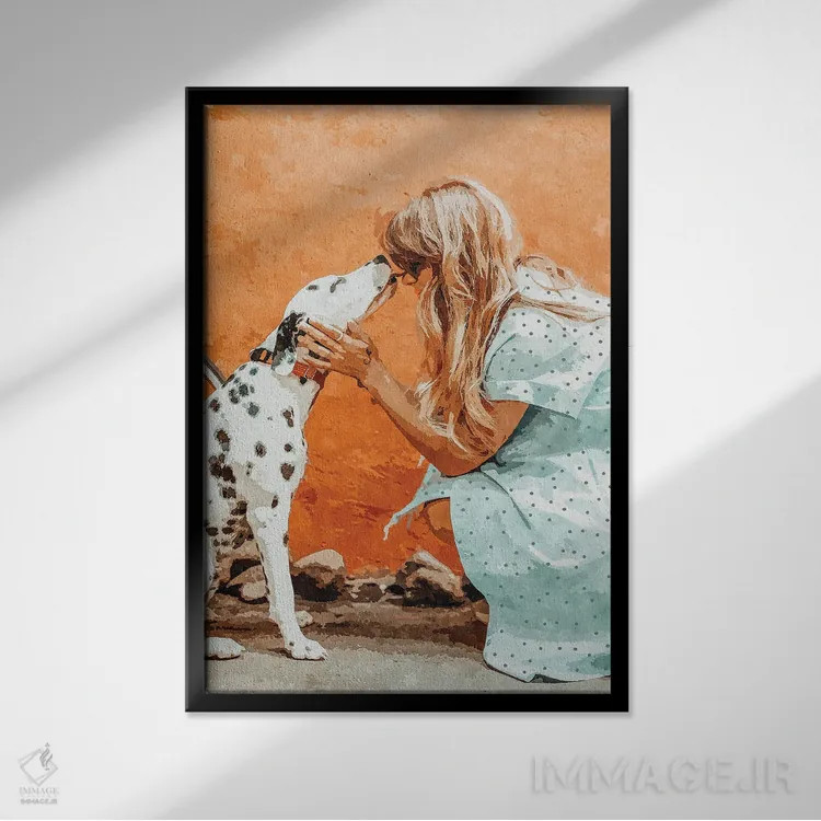 تابلو دکوراتیو وابسته به حیوان خانگی اثر ۸۳ پرتقال - نمای قابدار مشکی