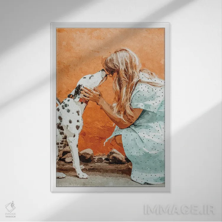 تابلو دکوراتیو وابسته به حیوان خانگی اثر ۸۳ پرتقال - نمای قابدار سفید