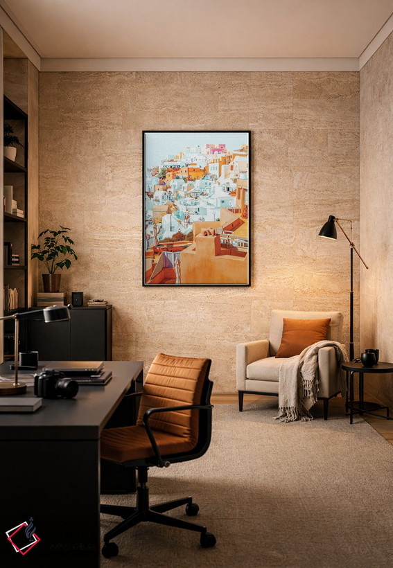 تابلو دکوراتیو تعطیلات سانتورینی اثر ۸۳ پرتقال - D6B