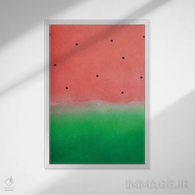 تابلو مینیمال شست وشوی هندوانه ای اثر ۸۳ پرتقال - نمای قابدار سفید
