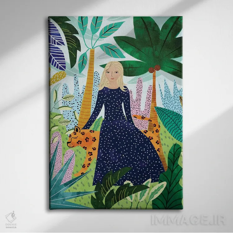 تابلو دکوراتیو سافاری اثر ۸۳ پرتقال - نمای روبهرو روی دیوار