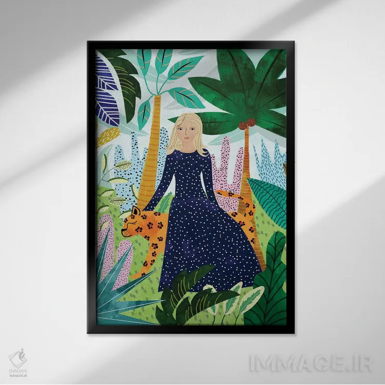 تابلو دکوراتیو سافاری اثر ۸۳ پرتقال - نمای قابدار مشکی