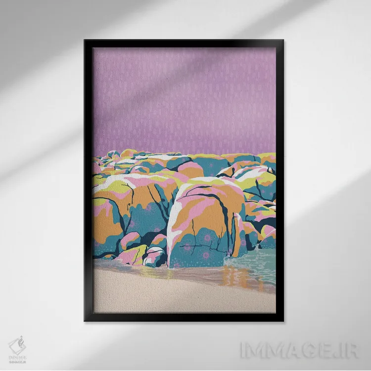 تابلو مینیمال صدف دریایی اثر آن ریشیو - نمای قابدار مشکی