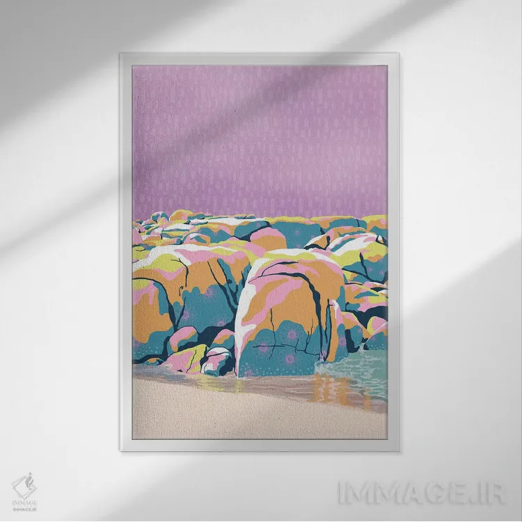 تابلو مینیمال صدف دریایی اثر آن ریشیو - نمای قابدار سفید
