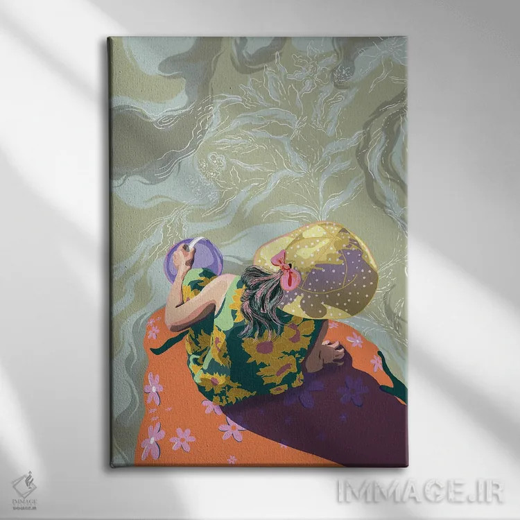 تابلو دکوراتیو کلاه خال خالی اثر آن ریشیو - نمای روبهرو روی دیوار