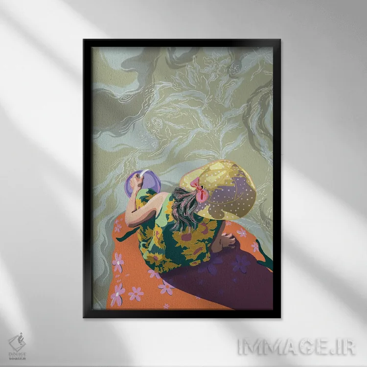 تابلو دکوراتیو کلاه خال خالی اثر آن ریشیو - نمای قابدار مشکی