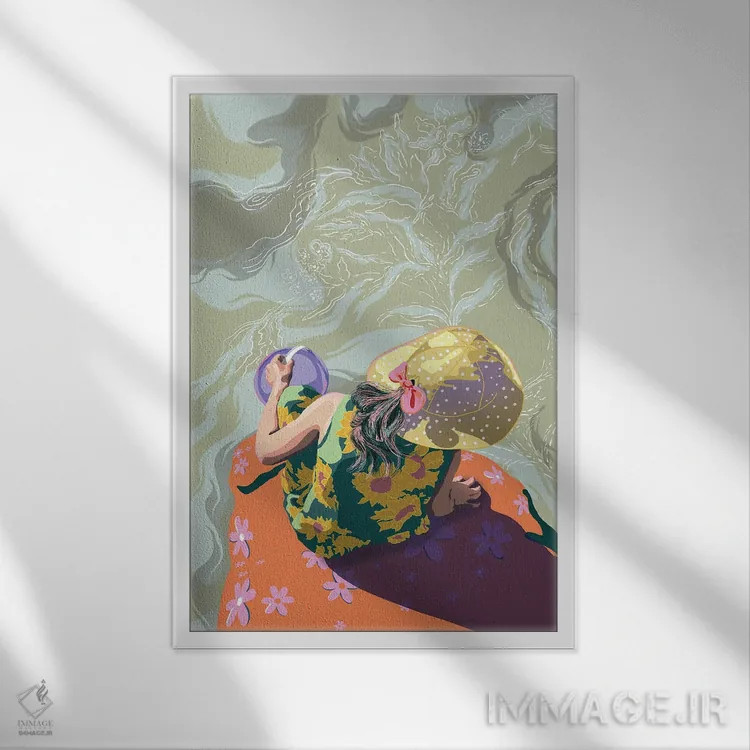 تابلو دکوراتیو کلاه خال خالی اثر آن ریشیو - نمای قابدار سفید