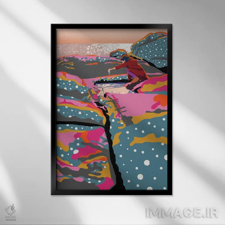 تابلو دکوراتیو جادوی برکه سنگی اثر آن ریشیو - نمای قابدار مشکی