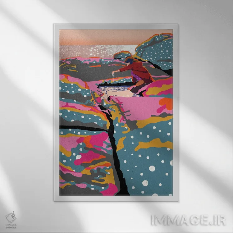تابلو دکوراتیو جادوی برکه سنگی اثر آن ریشیو - نمای قابدار سفید