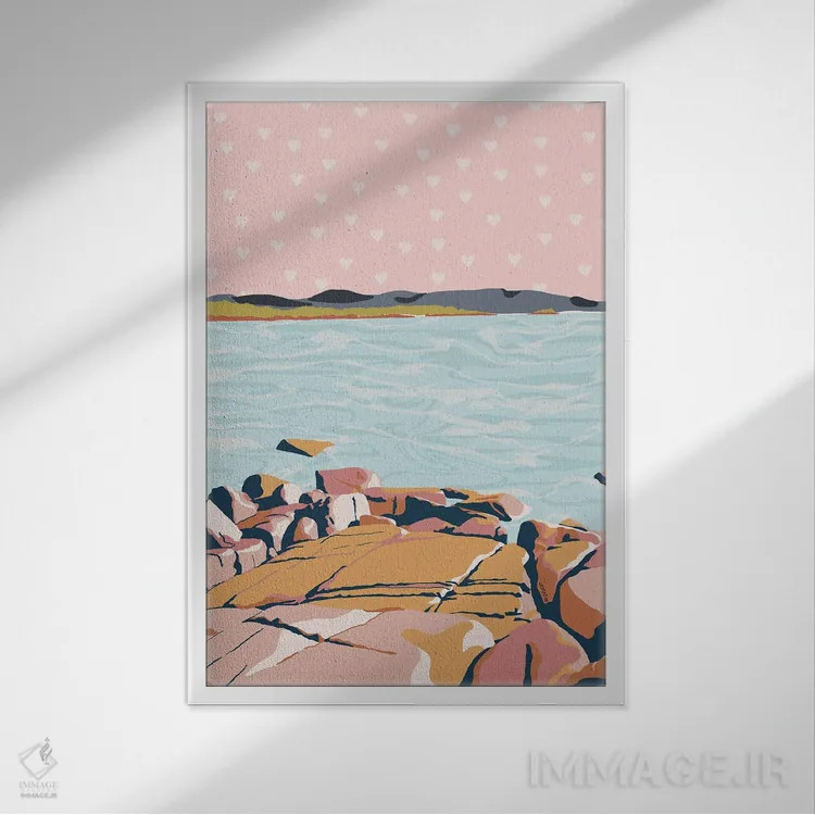 تابلو دکوراتیو خلیج سفالی اثر آن ریشیو - نمای قابدار سفید