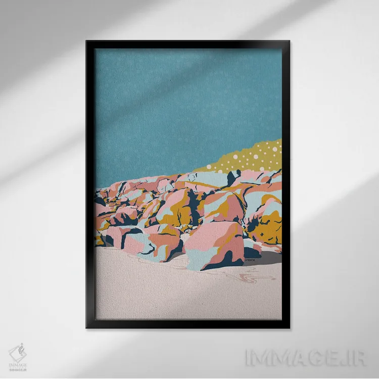 تابلو دکوراتیو خلیج کوچک سفالی اثر آن ریشیو - نمای قابدار مشکی