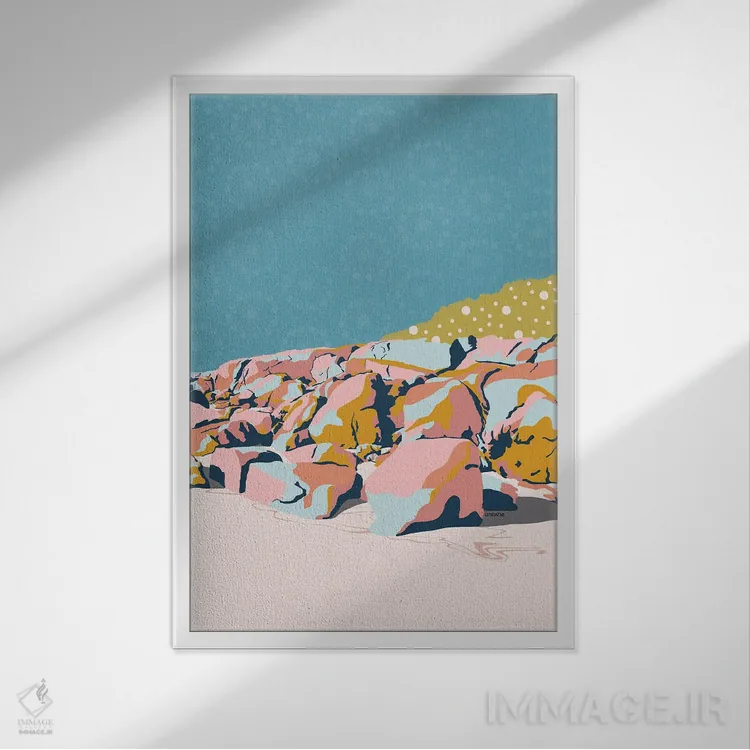 تابلو دکوراتیو خلیج کوچک سفالی اثر آن ریشیو - نمای قابدار سفید