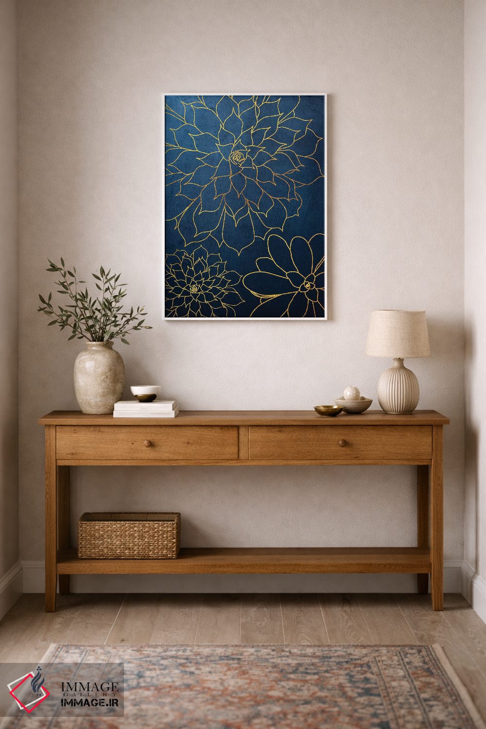 تابلو دکوراتیو ساکولنت طلایی سرمه ای سه اثر اوربان اپیفانی - D1W