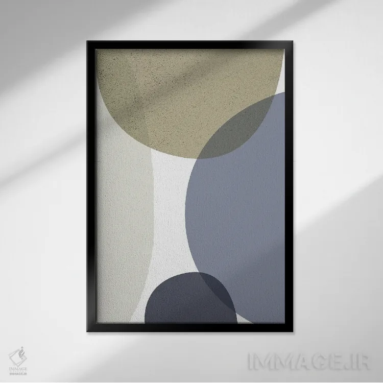 تابلو مینیمال سرمه ای و خاکستری میانه قرن سه اثر اوربان اپیفانی - نمای قابدار مشکی