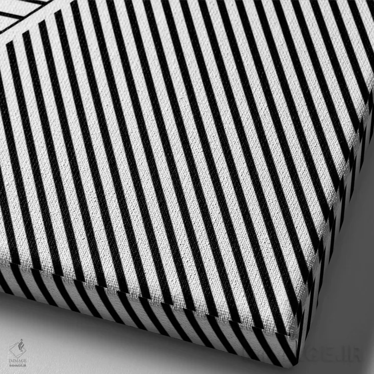 تابلو انتزاعی خطوط هندسی سیاه و سفید ۲ اثر اوربان اپیفانی - نمای نزدیک بافت بوم