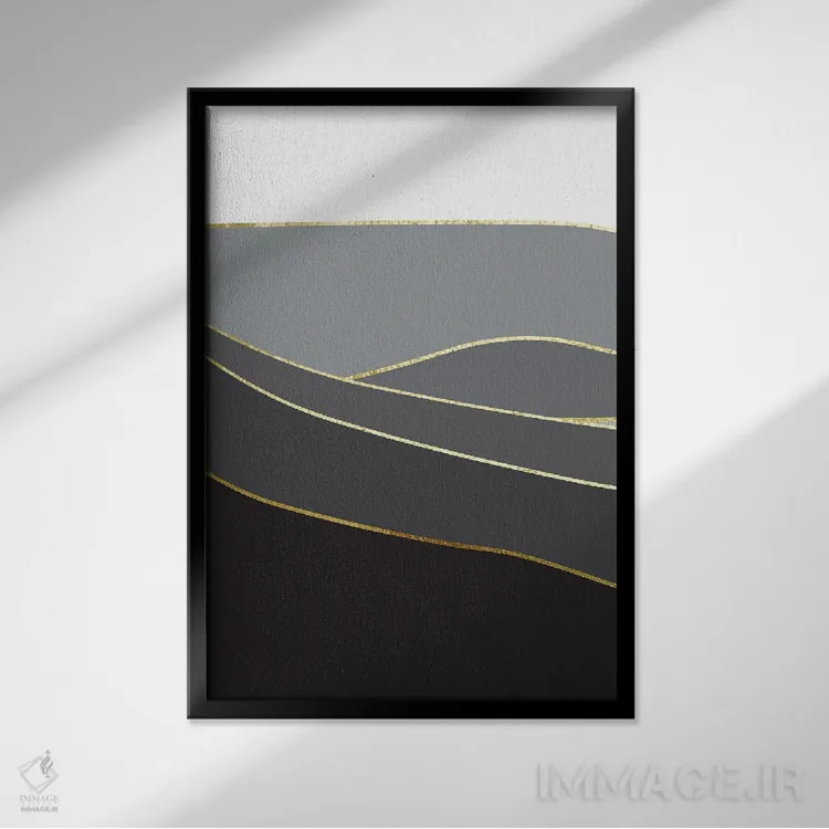تابلو انتزاعی منظره سیاه و طلایی ۱ اثر اوربان اپیفانی - نمای قابدار مشکی