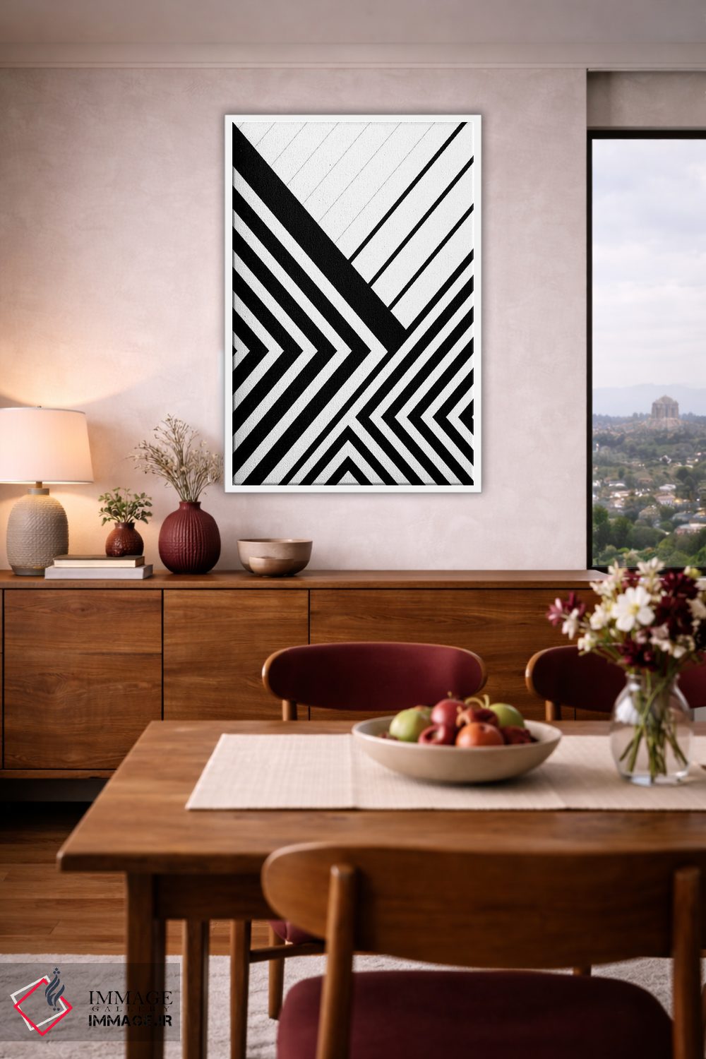 تابلو انتزاعی خطوط هندسی سیاه و سفید ۳ اثر اوربان اپیفانی - D2W