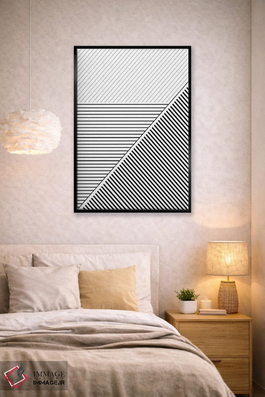 تابلو انتزاعی خطوط هندسی سیاه و سفید ۲ اثر اوربان اپیفانی - D1B