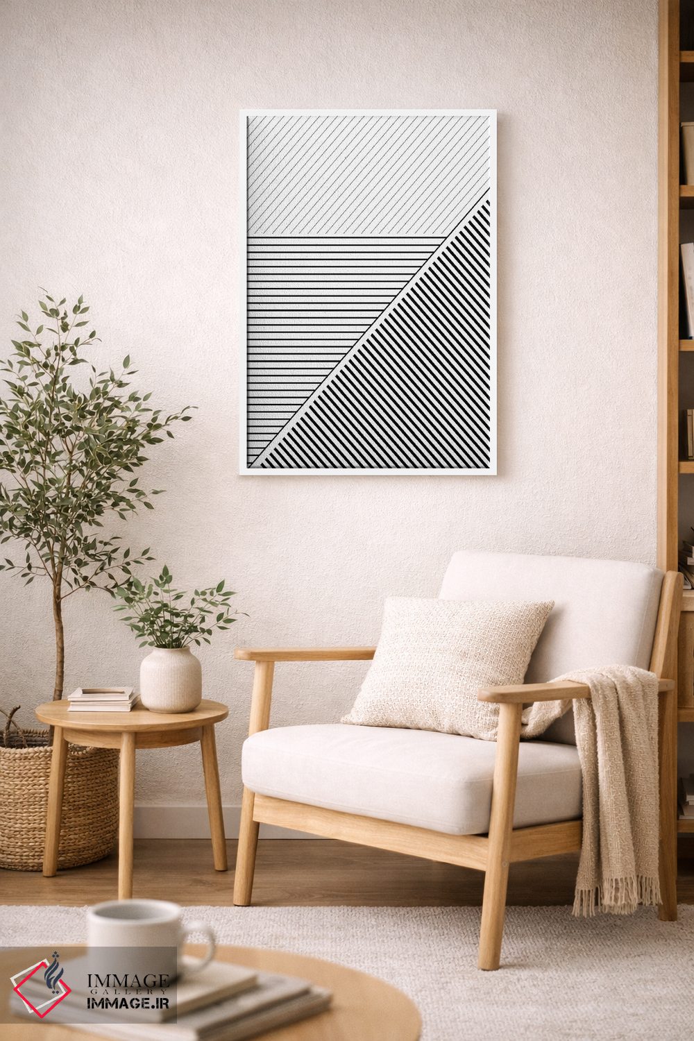 تابلو انتزاعی خطوط هندسی سیاه و سفید ۲ اثر اوربان اپیفانی - D6W