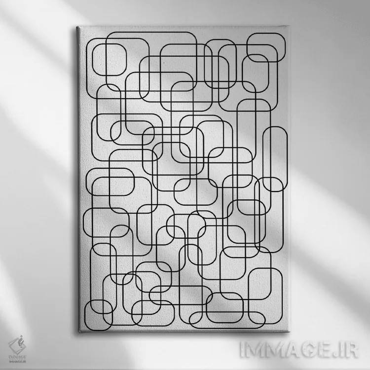 تابلو انتزاعی دهه هفتاد میلادی اثر دیزاینرهای همیشگی - نمای روبهرو روی دیوار