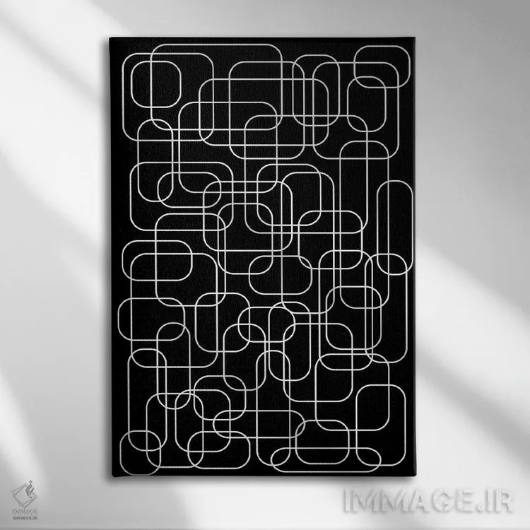 تابلو انتزاعی دهه هفتاد میلادی اثر دیزاینرهای همیشگی - نمای روبهرو روی دیوار