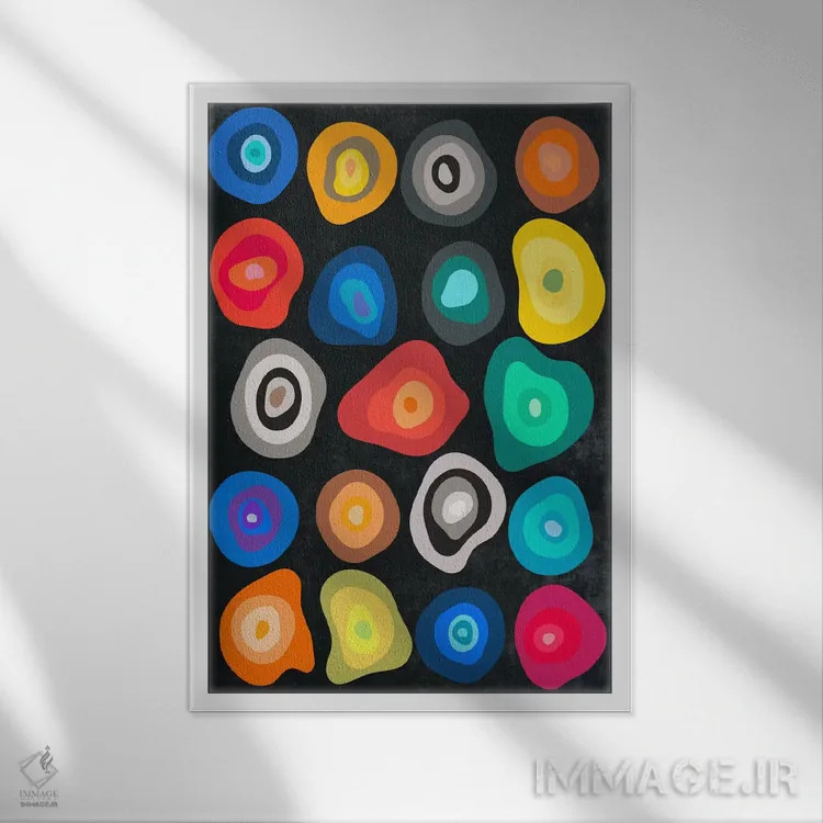 تابلو انتزاعی سلول ها اثر دیزاینرهای همیشگی - نمای قابدار سفید