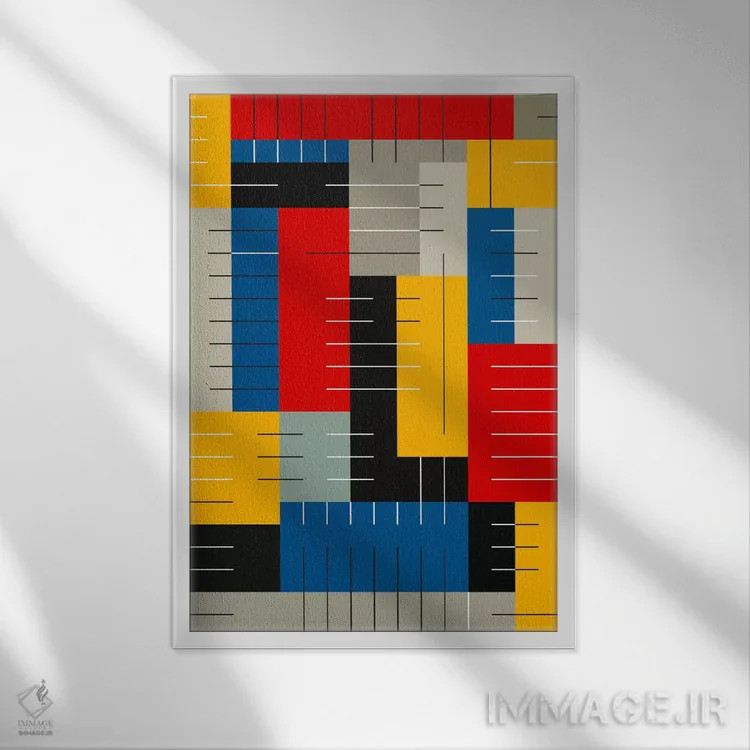 تابلو انتزاعی تئو و من اثر دیزاینرهای همیشگی - نمای قابدار سفید