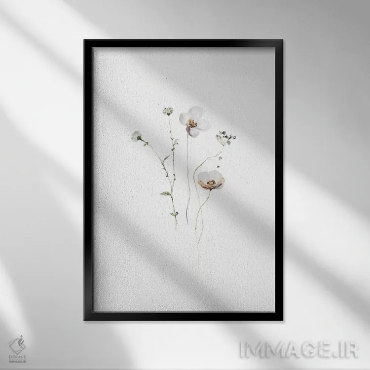 تابلو مینیمال گل های ایکبانای هیگه ۱ اثر آرت - نمای قابدار مشکی