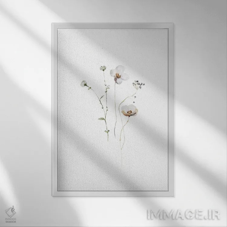 تابلو مینیمال گل های ایکبانای هیگه ۱ اثر آرت - نمای قابدار سفید