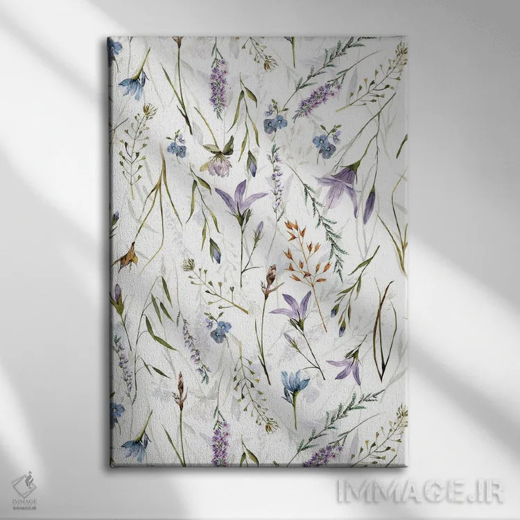 تابلو مینیمال چمنزار گل های وحشی و گیاهان دارویی اسکانباوراویایی مخصوص نیمه تابستان اثر آرت - نمای روبهرو روی دیوار