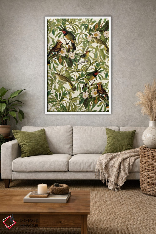 تابلو دکوراتیو پرندگان استوایی و گل های ماگنولیا اثر آرت - D1W